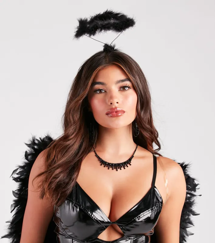 Angel Halloween Marabou Feather Halo Headband sold by Windsor