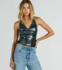 PLACEHOLDER - Trendy Energy Metallic Knit Halter Top sold by Windsor
