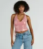 PLACEHOLDER - Trendy Energy Metallic Knit Halter Top sold by Windsor