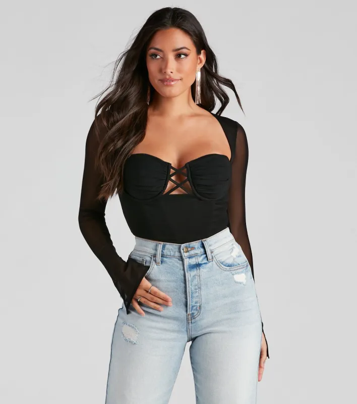 String Me Along Mesh Crop Bustier sold by Windsor