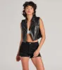 Hit Your Mark Faux Leather Moto Vest sold by Windsor
