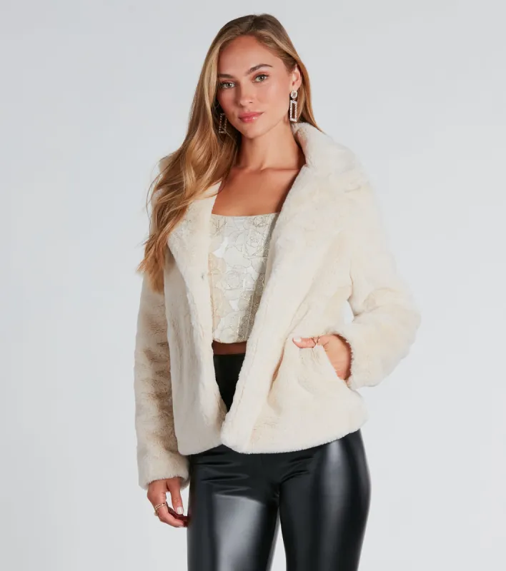 So Fur It Faux Fur Collared Jacket sold by Windsor