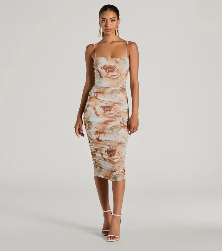 Admiring Muse Sleeveless Bodycon Floral Midi Dress sold by Windsor