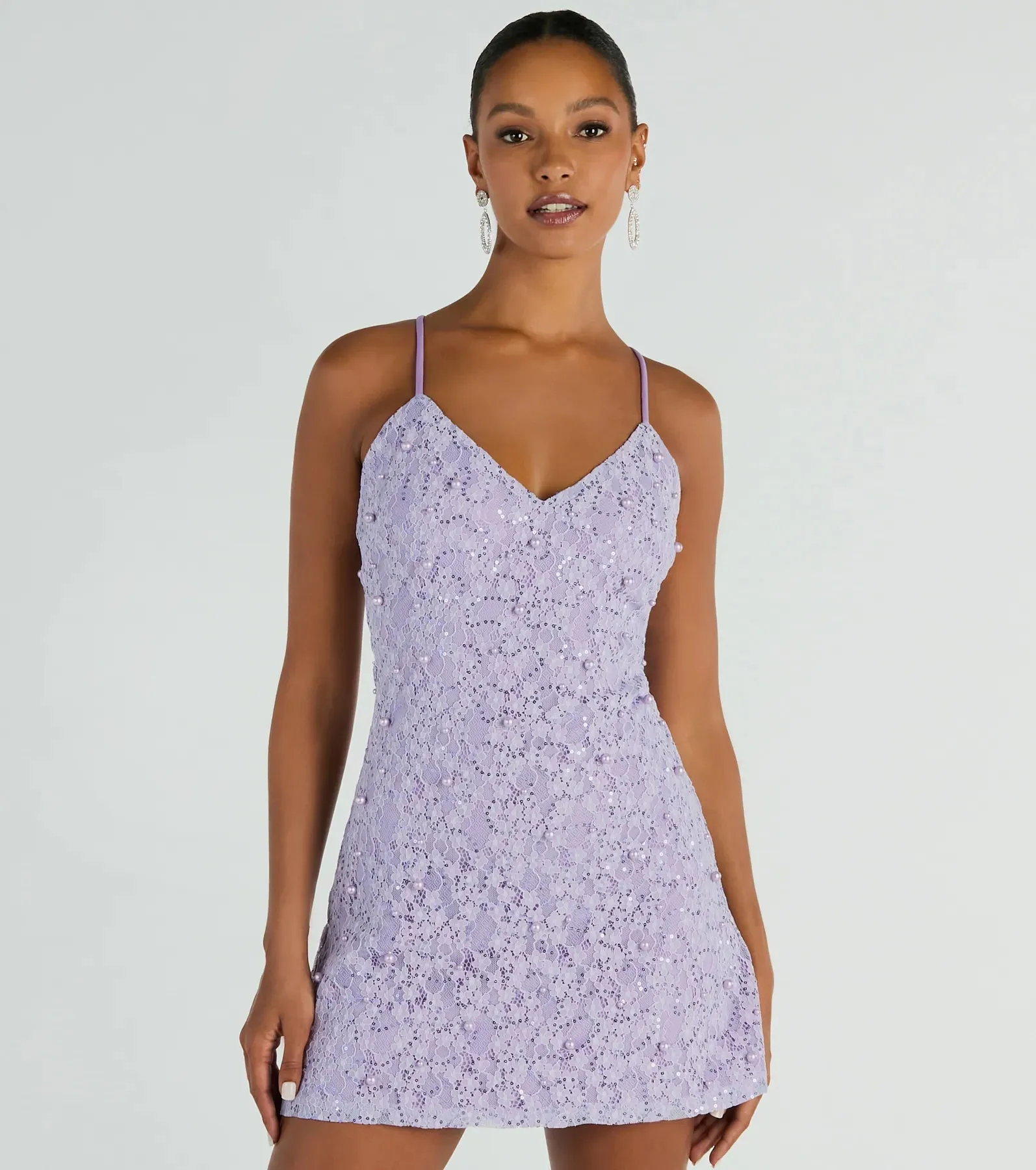 All The Splendor A-Line Faux Pearl Lace Mini Dress sold by Windsor