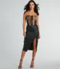 Snake Skin Tight Lace-Up Faux Leather Corset Top sold by Windsor