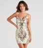 CLEARANCE - Karina Formal Sequin Cross-Back Mini Dress sold by Windsor