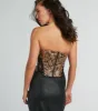 Snake Skin Tight Lace-Up Faux Leather Corset Top sold by Windsor