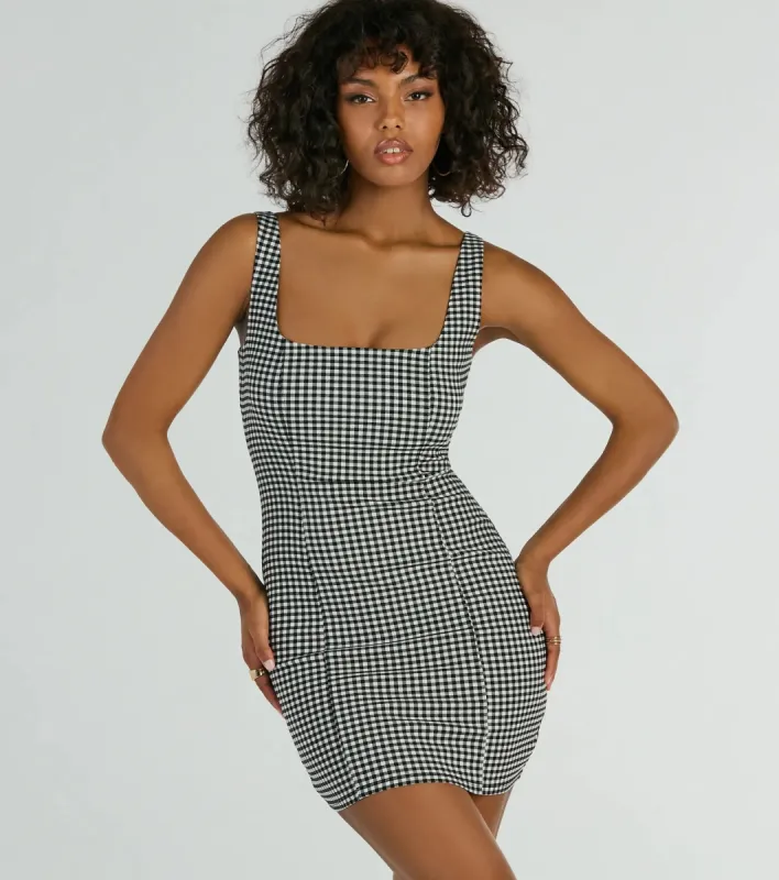 Sweeter Than Pie Scoop Neck Gingham Mini Dress sold by Windsor