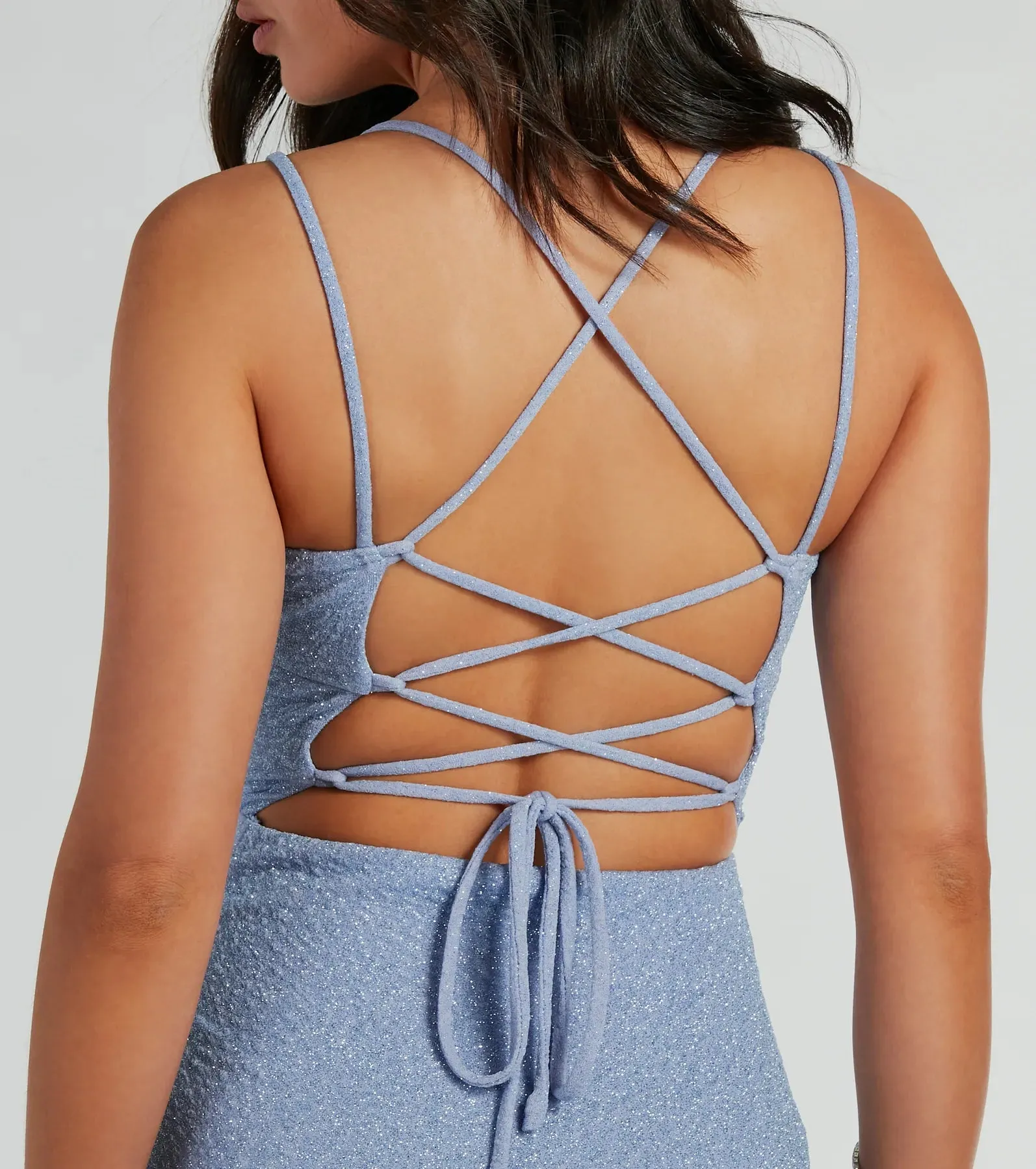 Marlee Lace-Up Mermaid Glitter Midi Formal Dress sold by Windsor product image thumbnail 4