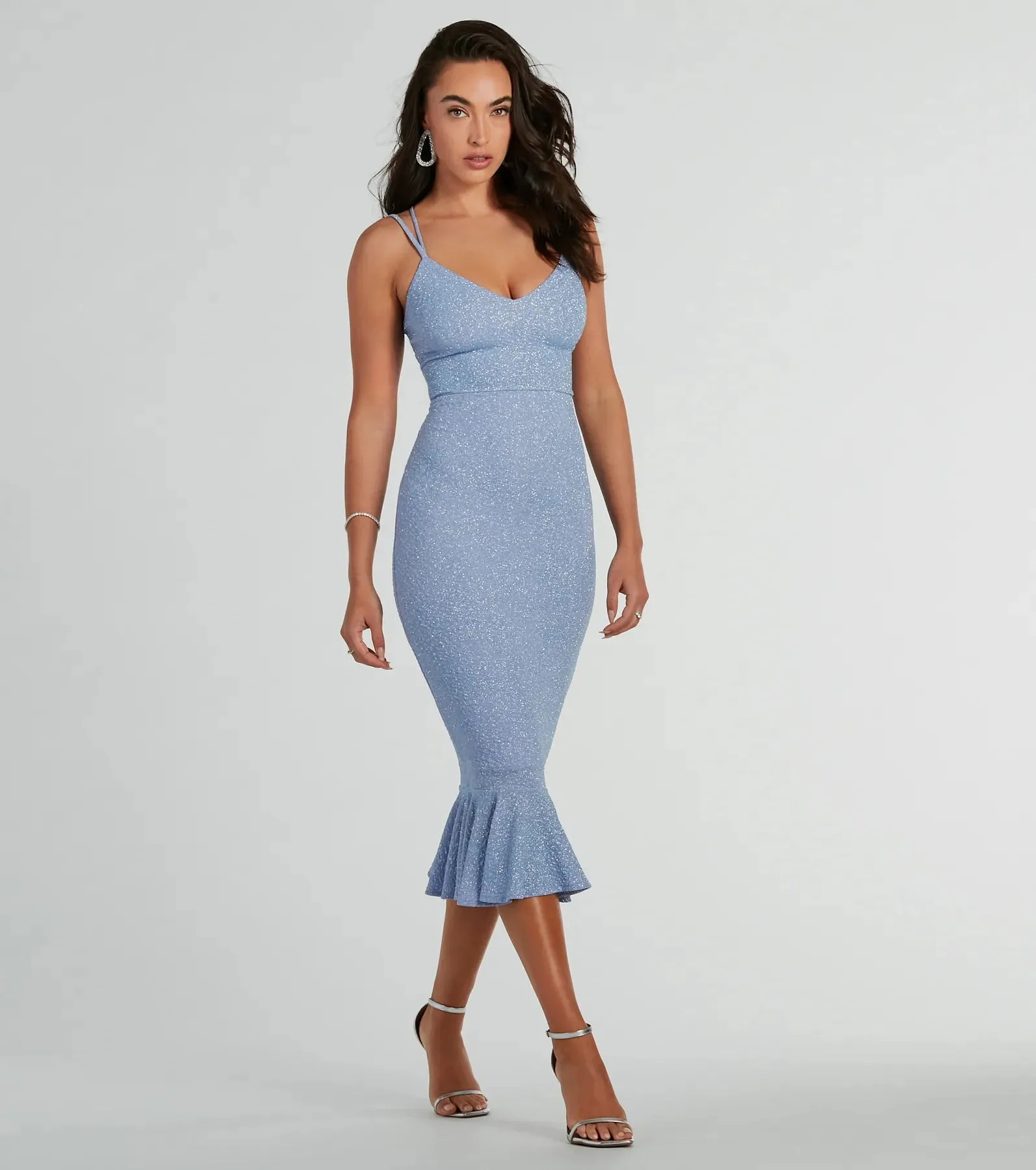 Marlee Lace-Up Mermaid Glitter Midi Formal Dress sold by Windsor