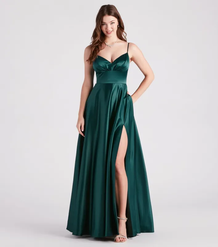 CLEARANCE - Gillian Formal Satin A-Line Dress sold by Windsor