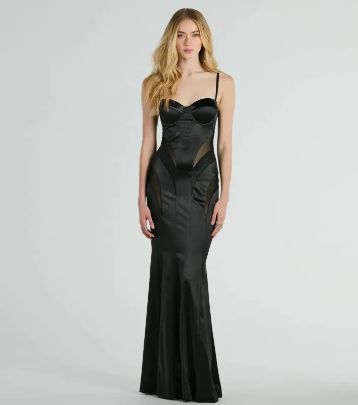 Kaya Bustier Mesh Satin Mermaid Formal Dress sold by Windsor