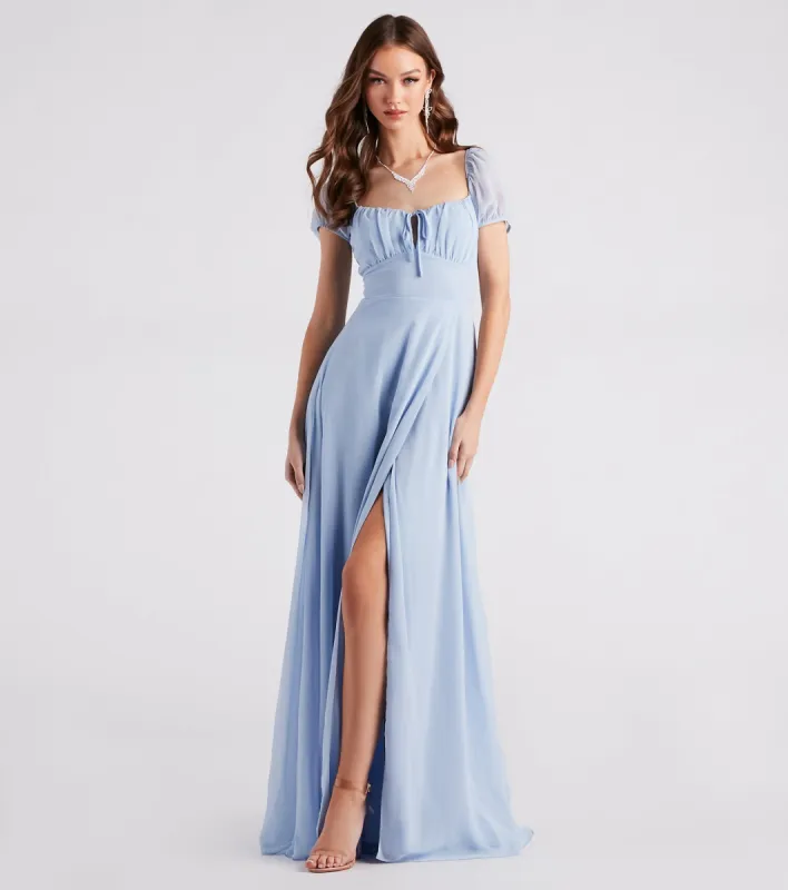 Idina Formal Chiffon Slit Long Dress sold by Windsor