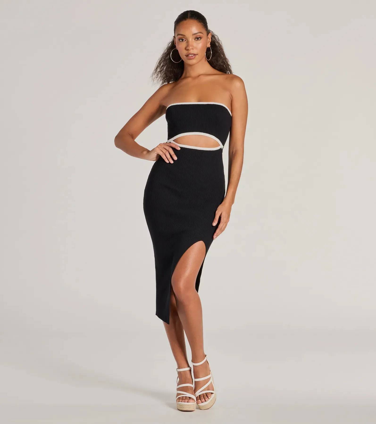 Leaving Impressions Strapless Ribbed Knit Midi Dress sold by Windsor product image thumbnail 5
