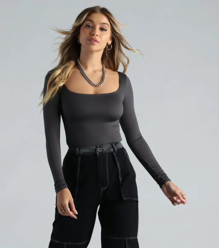 CLEARANCE - Flawless Vibes Smooth Knit Long Sleeve Bodysuit sold by Windsor