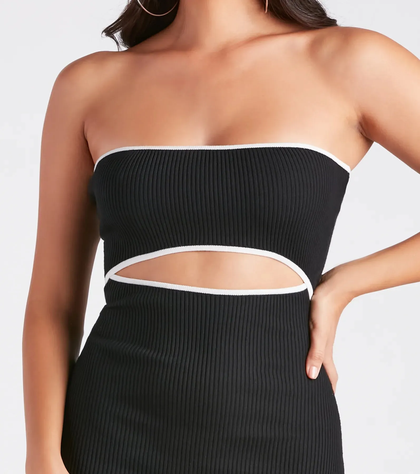 Leaving Impressions Strapless Ribbed Knit Midi Dress sold by Windsor product image thumbnail 4