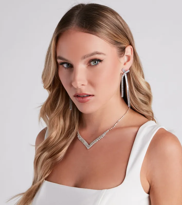 Ultimate Glamour Rhinestone Bow Earrings sold by Windsor