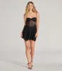 Sultry Vibes Sheer Lace Corset Skater Dress sold by Windsor