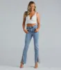 The Glam Treatment Rhinestone Flare Denim Jeans sold by Windsor