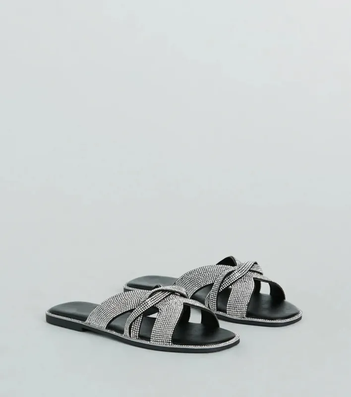 So Glitzy Rhinestone Strappy Faux Leather Sandals sold by Windsor