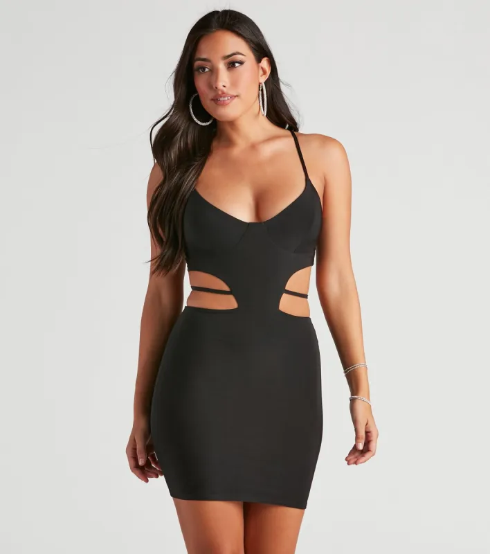 Sultry Flirt Cutout Tie Mini Dress sold by Windsor