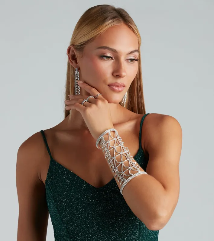 Tasteful Beauty Rhinestone Statement Cuff Bracelet sold by Windsor
