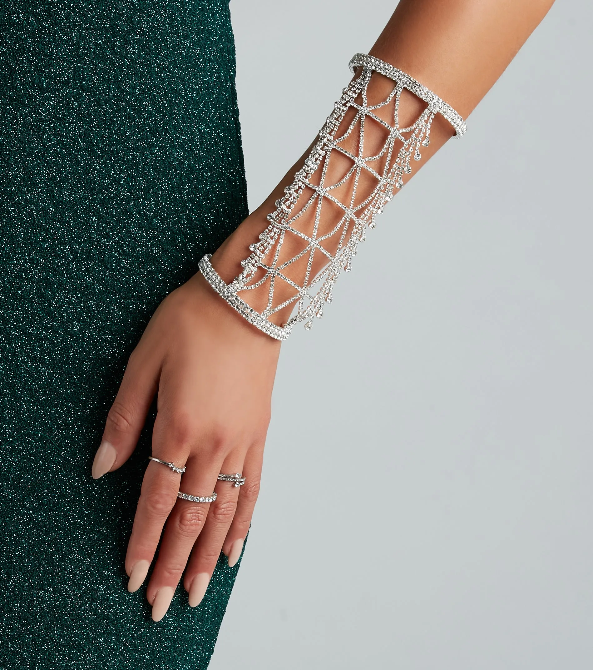 Tasteful Beauty Rhinestone Statement Cuff Bracelet sold by Windsor product image thumbnail 2