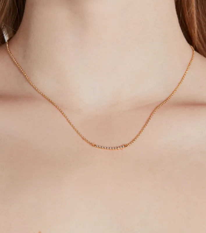 Dainty Bliss 14K Gold Plated Cubic Zirconia Chain Necklace sold by Windsor