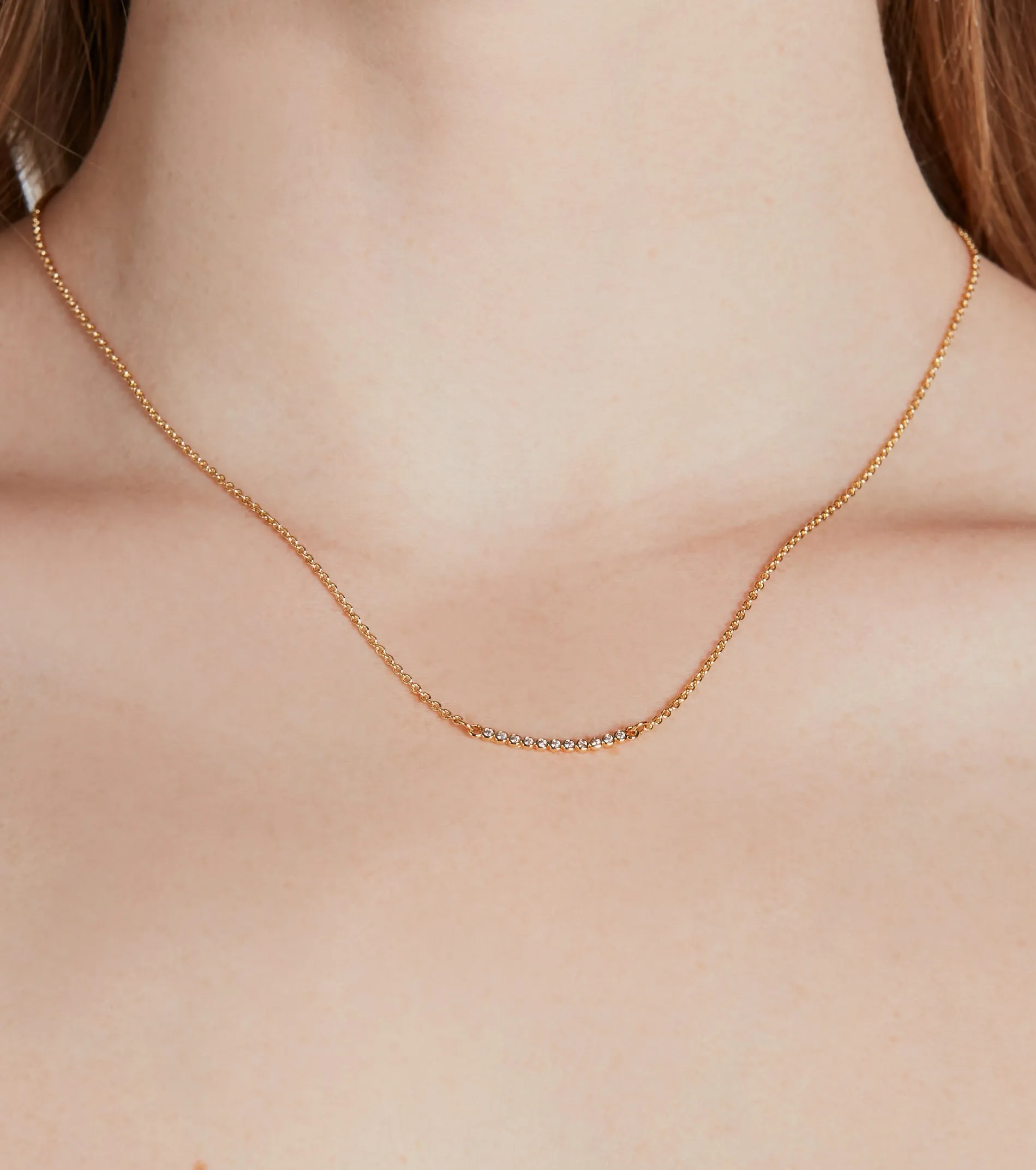 Dainty Bliss 14K Gold Plated Cubic Zirconia Chain Necklace sold by Windsor