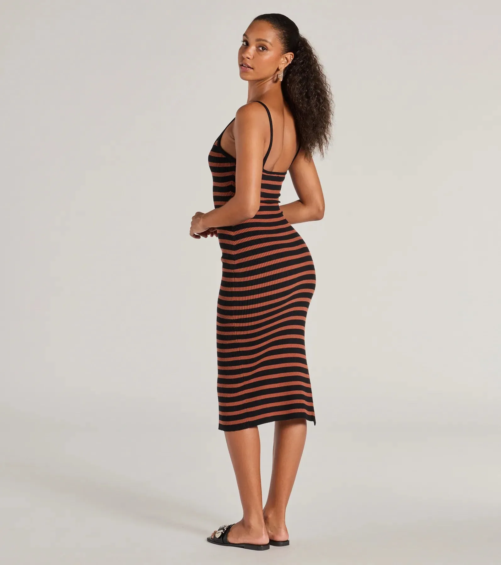 Trendy Staple Striped Ribbed Knit Midi Dress sold by Windsor product image thumbnail 2