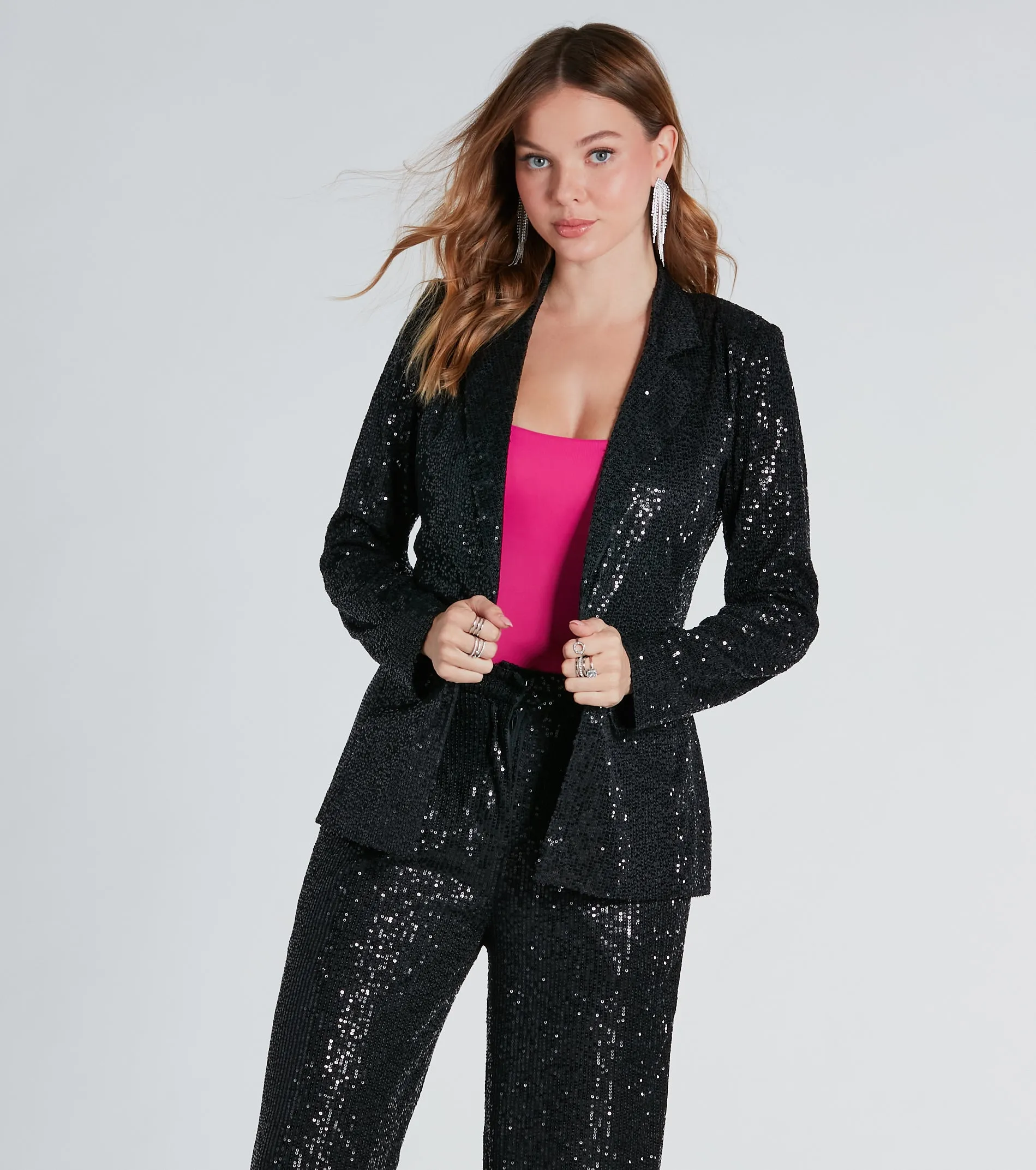 Night Cocktails Sequin Tie-Waist Blazer sold by Windsor