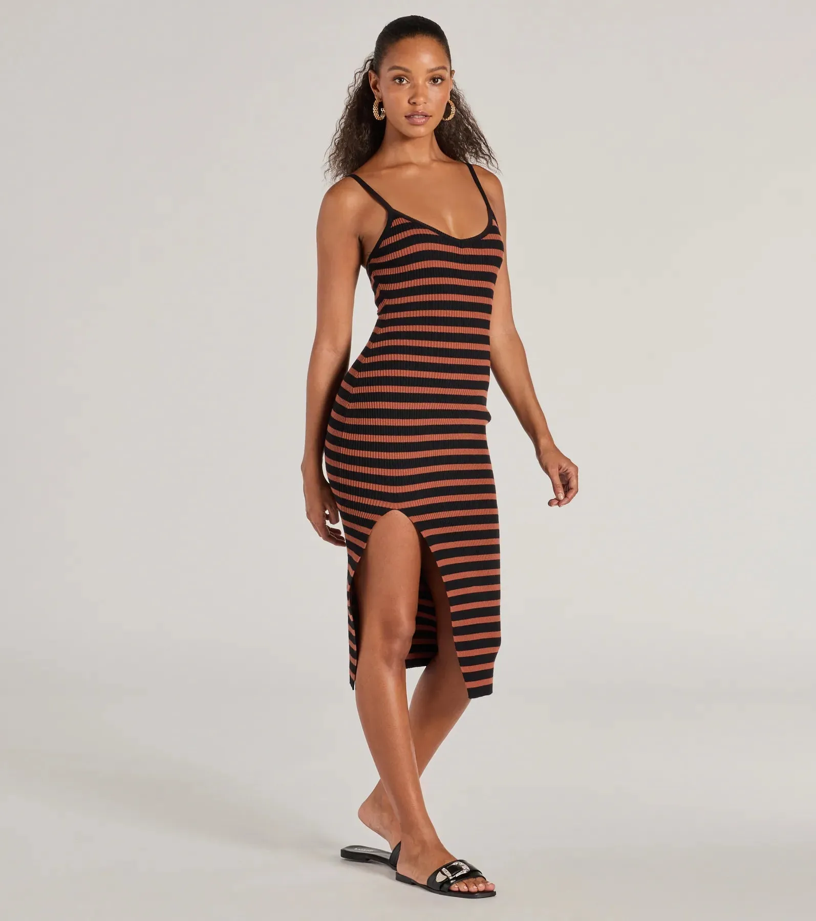 Trendy Staple Striped Ribbed Knit Midi Dress sold by Windsor product image thumbnail 3