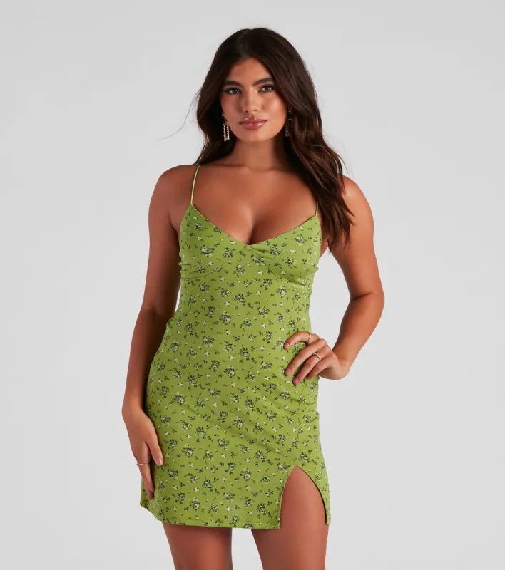 Flirty In Floral V-Neck Mini Dress sold by Windsor
