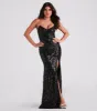 Chandler Strapless Lace-Up Sequin Formal Dress sold by Windsor