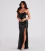 Chandler Strapless Lace-Up Sequin Formal Dress sold by Windsor