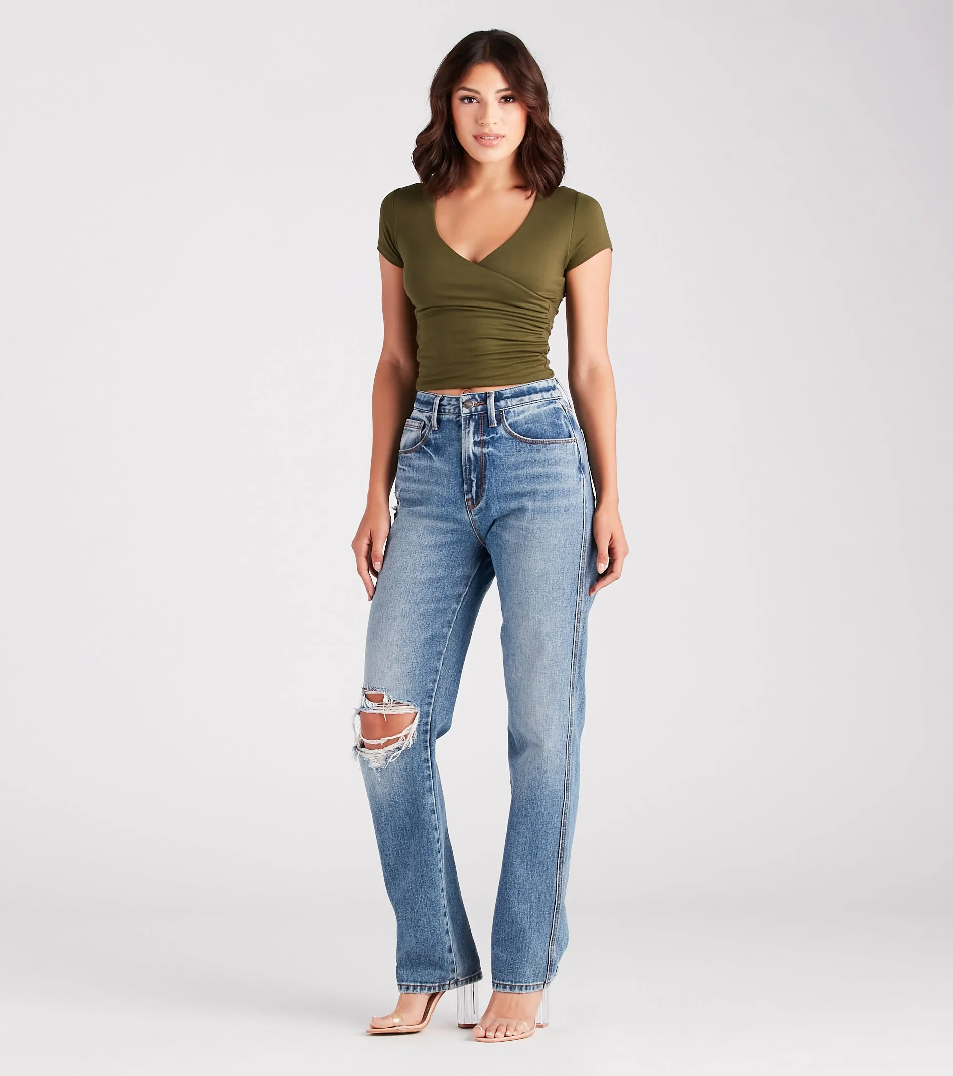 New Level Short Sleeve Wrap-Front Top sold by Windsor product image thumbnail 3