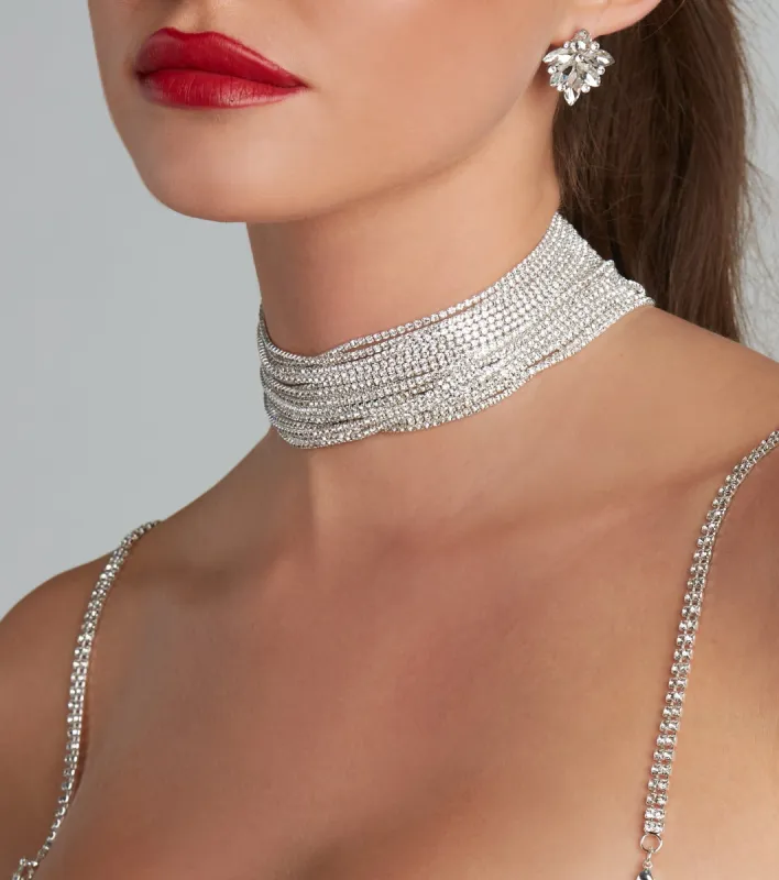 Glamorous Affair Rhinestone Choker Necklace sold by Windsor
