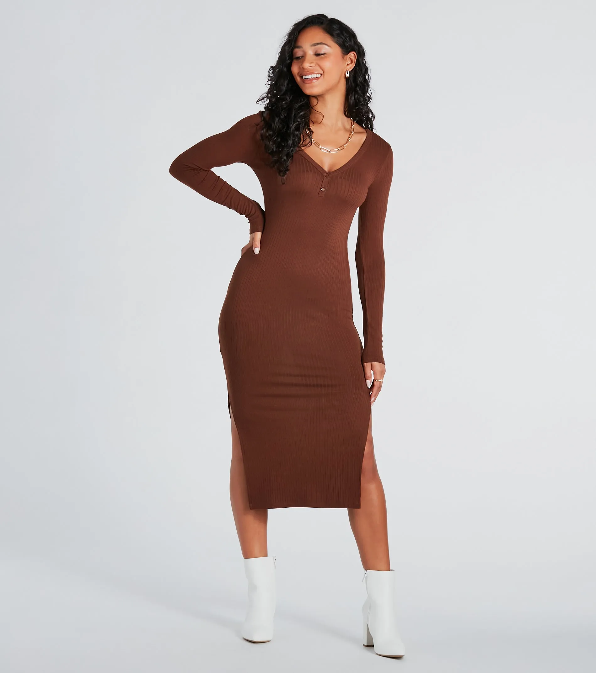 Change Of Season Long Sleeve Midi Dress sold by Windsor