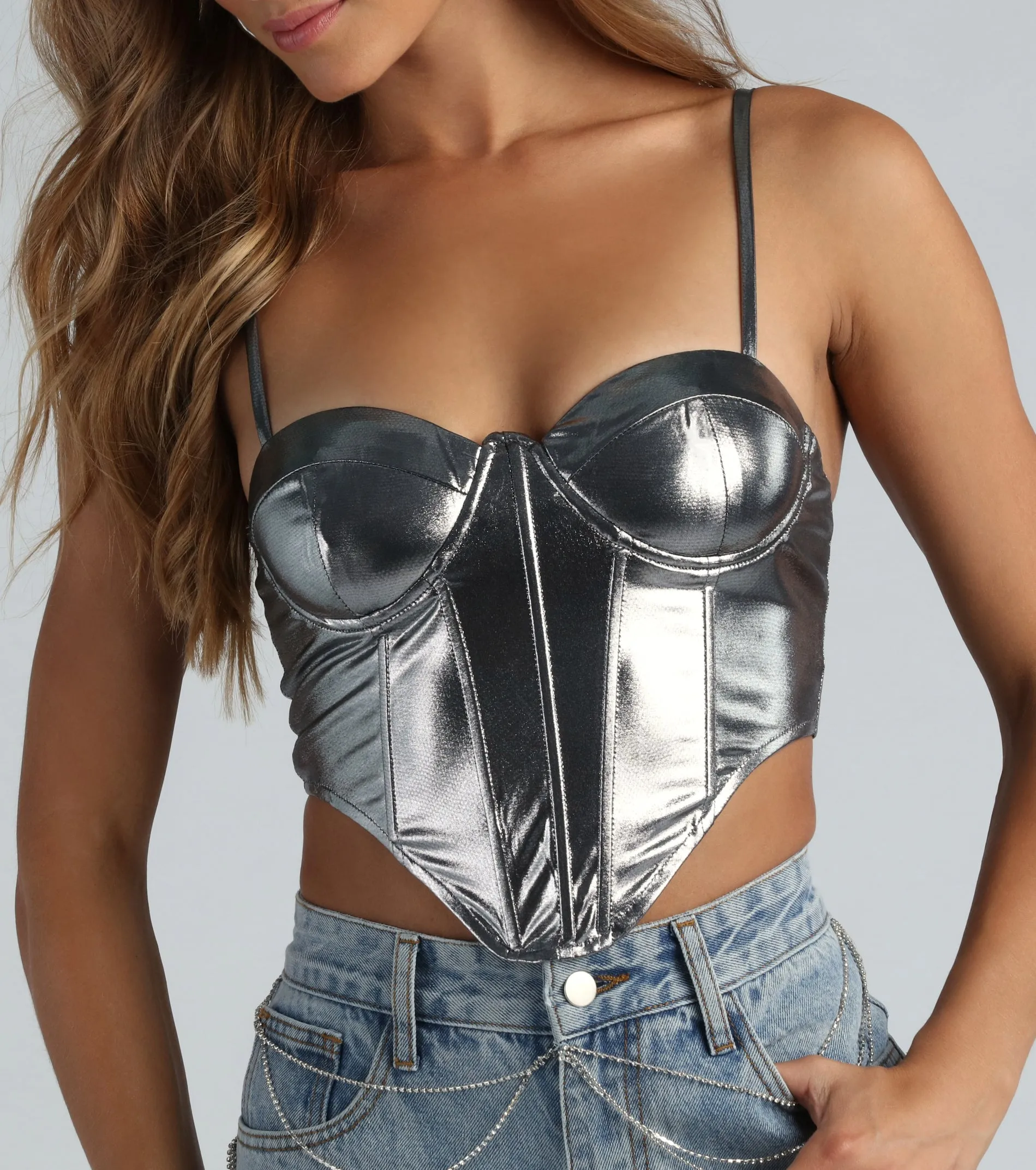 Future So Bright Metallic Crop Bustier sold by Windsor product image thumbnail 4