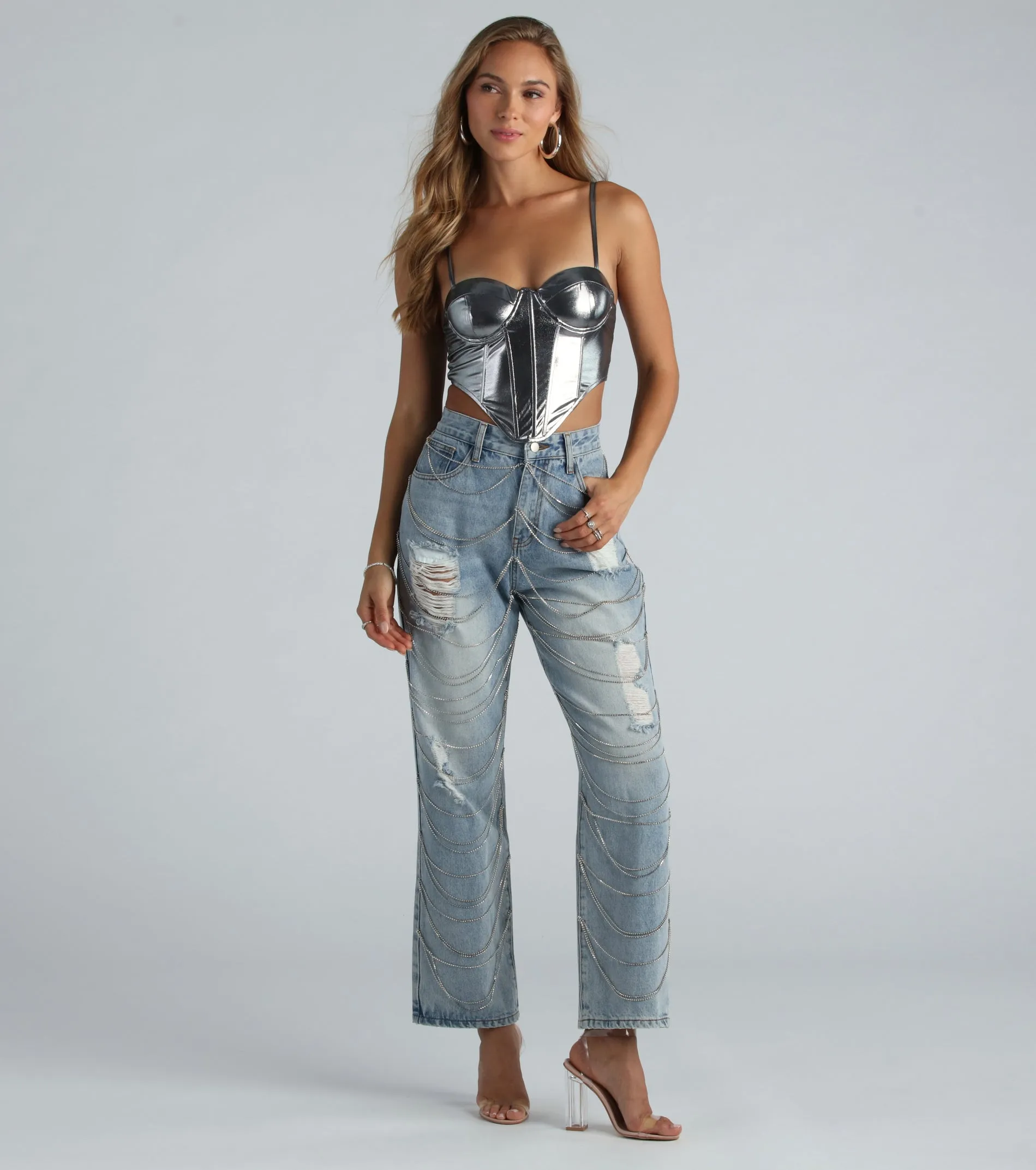 Future So Bright Metallic Crop Bustier sold by Windsor product image thumbnail 3