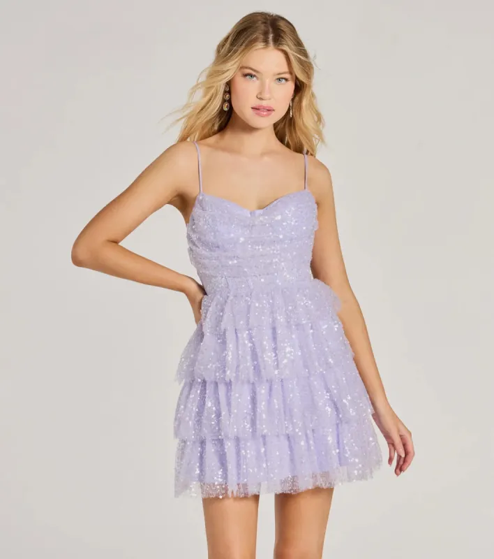 Jessica Corset Ruffled Sequin Tulle Party Dress sold by Windsor