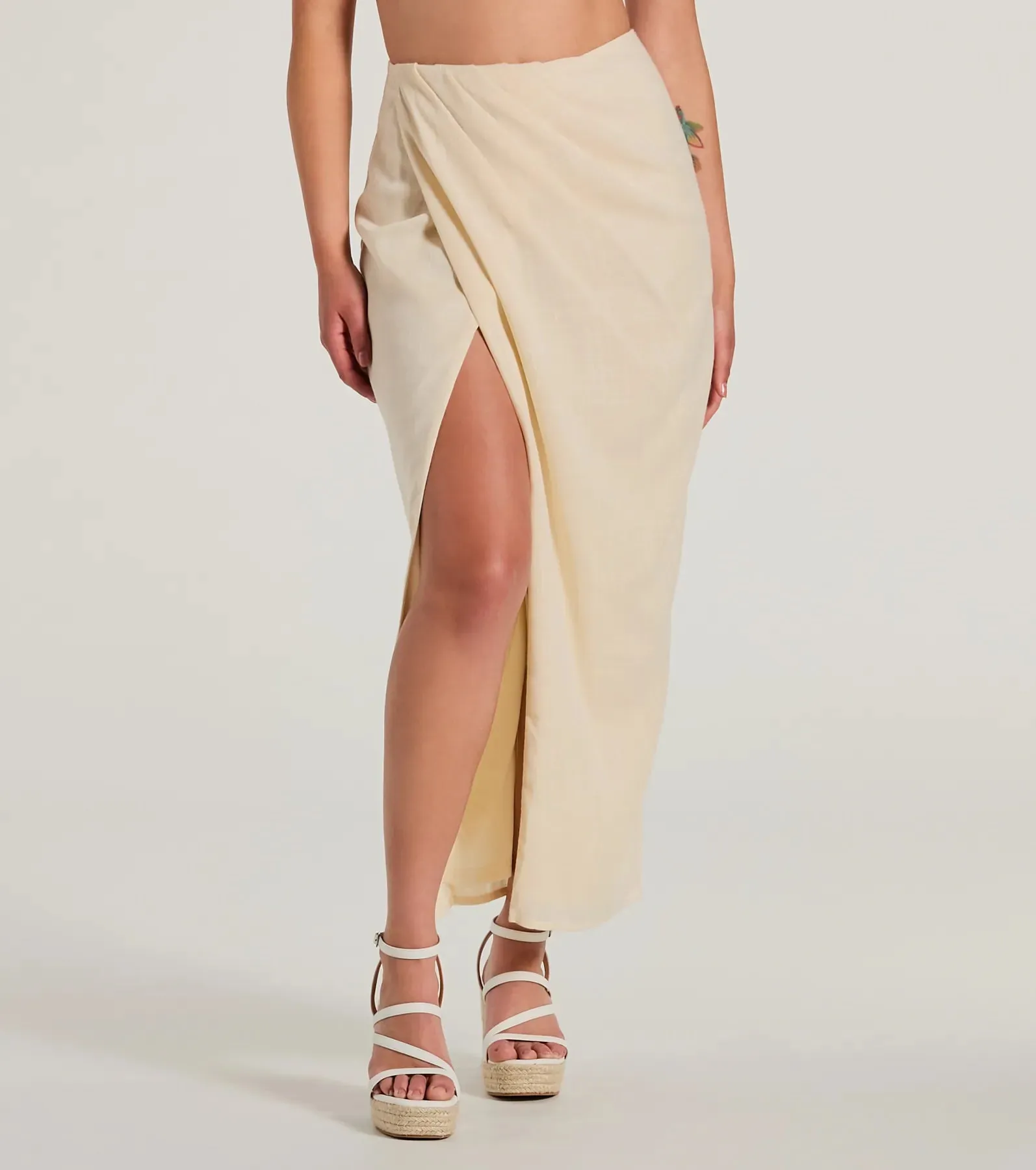 Summer Chic High-Rise Wrap-Slit Midi Skirt sold by Windsor product image thumbnail 4