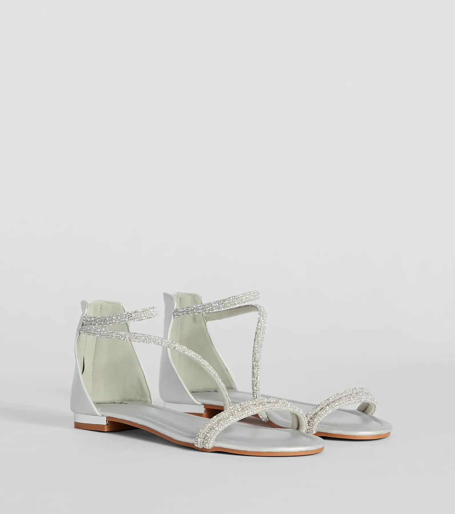 Sparkle And Shine Rhinestone Metallic Flat Sandals sold by Windsor