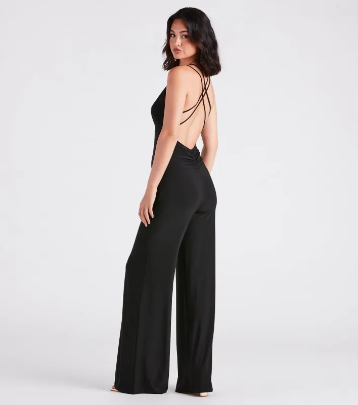 Flawless Double Take V-Neck Strappy Jumpsuit sold by Windsor