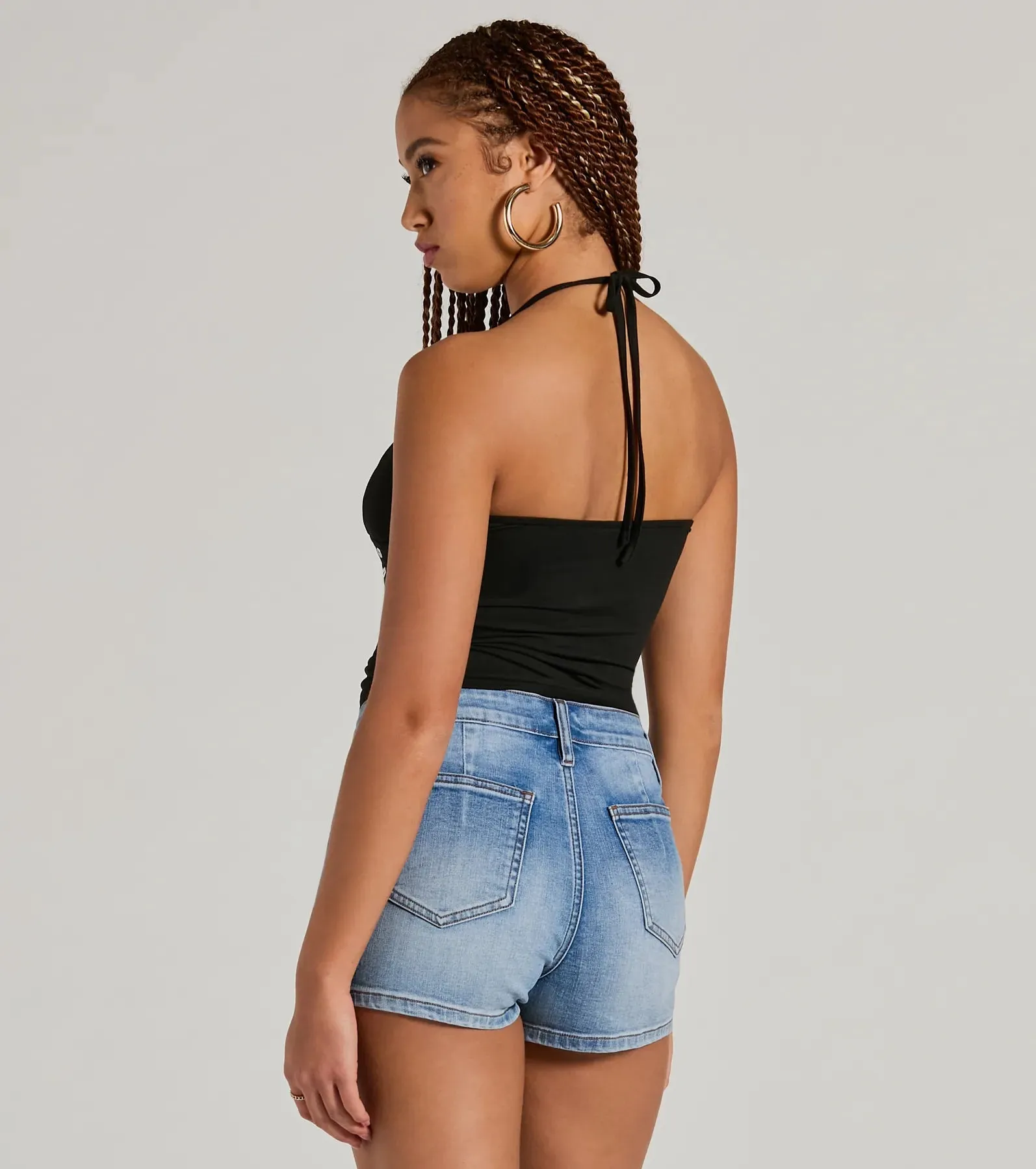 Buckle Down Halter V-Neck Crop Top sold by Windsor product image thumbnail 2