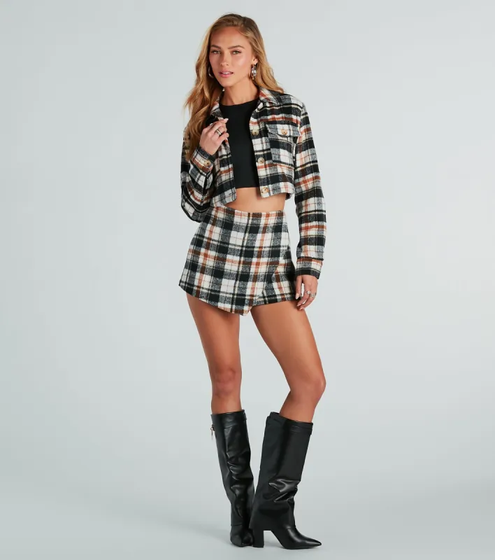 Cozy Trend Plaid Mini Skort sold by Windsor