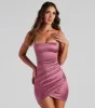 CLEARANCE - Wrapped In Stylish Satin Mini Dress sold by Windsor