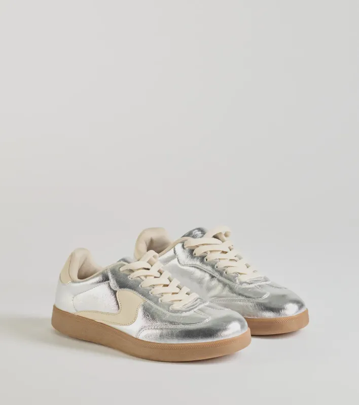 Pair To Perfection Metallic Lace-Up Sneakers sold by Windsor