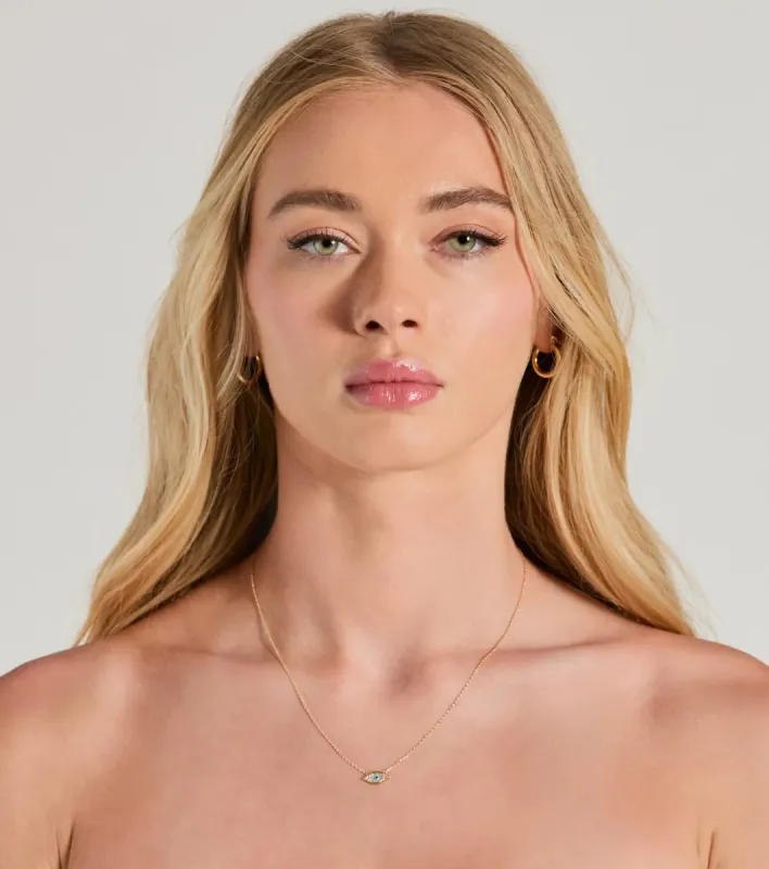 Dainty Cubic Zirconia Evil Eye Charm Necklace sold by Windsor