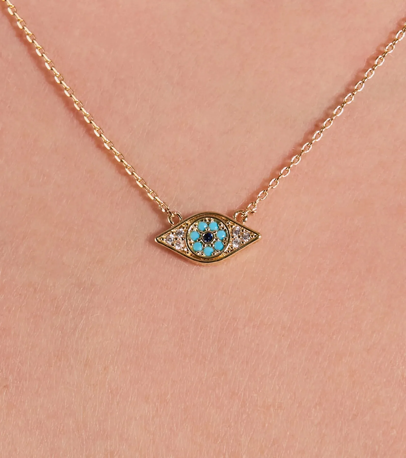 Dainty Cubic Zirconia Evil Eye Charm Necklace sold by Windsor product image thumbnail 2